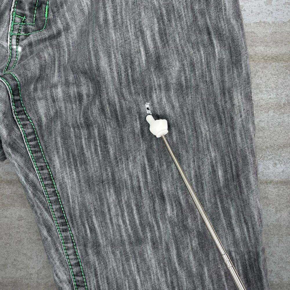 Vintage Y2K Skater Wide Leg Jeans 38x30 Baggy Smoke Grey Wash 5ive Jungle Rap - Picture 7 of 7